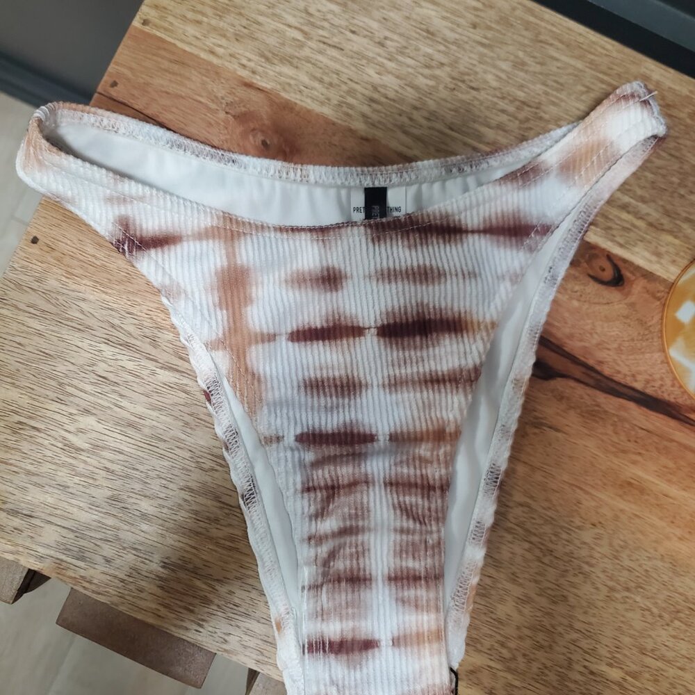Nude Ribbed Tie Dye High Leg Bikini Bottoms and Top - Picture 4 of 6